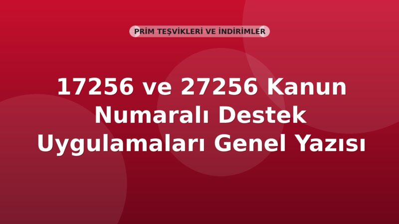 SGK 17256 ve 27256 Kanun Numaralı Destek Uygulamaları Genel Yazısı