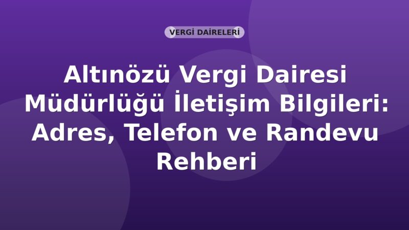 Altınözü Vergi Dairesi Müdürlüğü İletişim Bilgileri: Adres, Telefon ve Randevu Rehberi