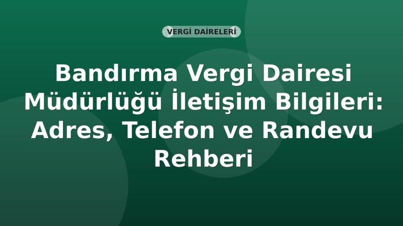 Bandırma Vergi Dairesi Müdürlüğü İletişim Bilgileri: Adres, Telefon ve Randevu Rehberi