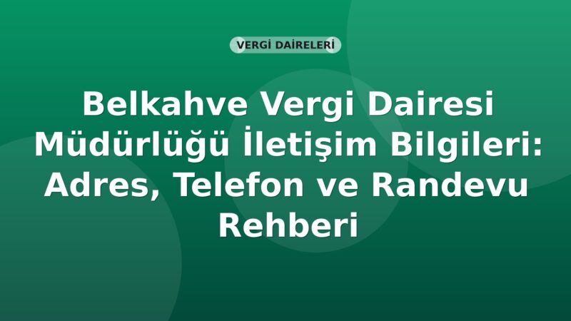 Belkahve Vergi Dairesi Müdürlüğü İletişim Bilgileri: Adres, Telefon ve Randevu Rehberi