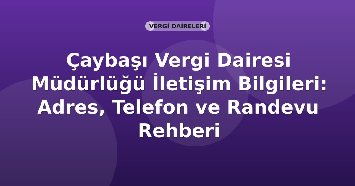 Çaybaşı Vergi Dairesi Müdürlüğü İletişim Bilgileri: Adres, Telefon ve Randevu Rehberi