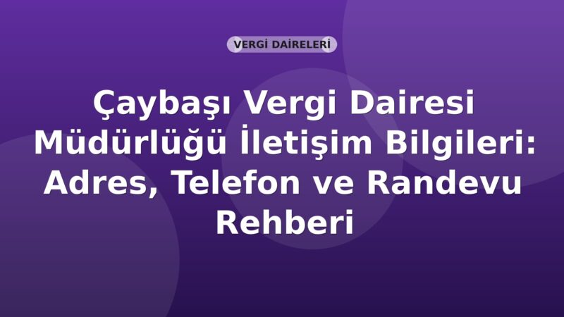 Çaybaşı Vergi Dairesi Müdürlüğü İletişim Bilgileri: Adres, Telefon ve Randevu Rehberi