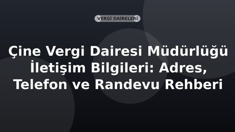 Çine Vergi Dairesi Müdürlüğü İletişim Bilgileri: Adres, Telefon ve Randevu Rehberi