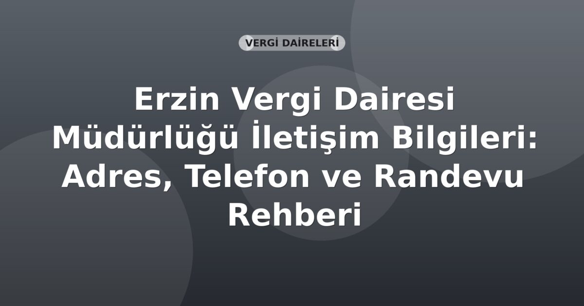 Erzin Vergi Dairesi Müdürlüğü İletişim Bilgileri: Adres, Telefon ve Randevu Rehberi