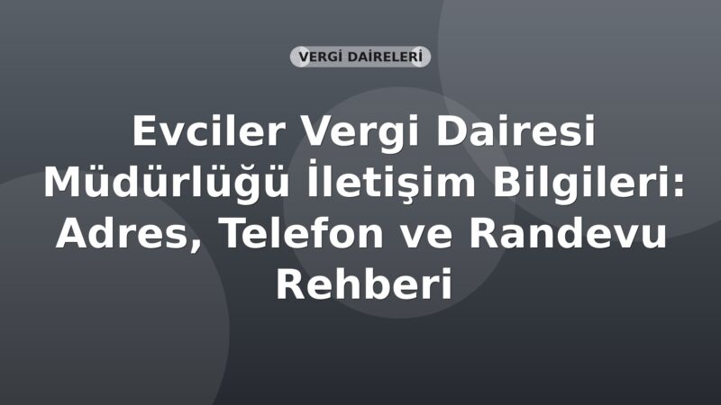 Evciler Vergi Dairesi Müdürlüğü İletişim Bilgileri: Adres, Telefon ve Randevu Rehberi