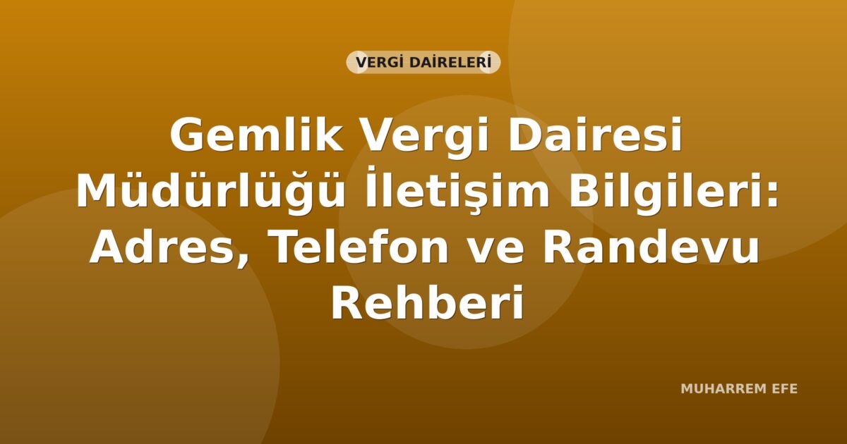 Gemlik Vergi Dairesi Müdürlüğü İletişim Bilgileri: Adres, Telefon ve Randevu Rehberi