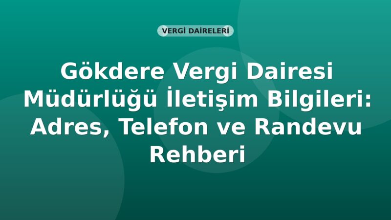 Gökdere Vergi Dairesi Müdürlüğü İletişim Bilgileri: Adres, Telefon ve Randevu Rehberi