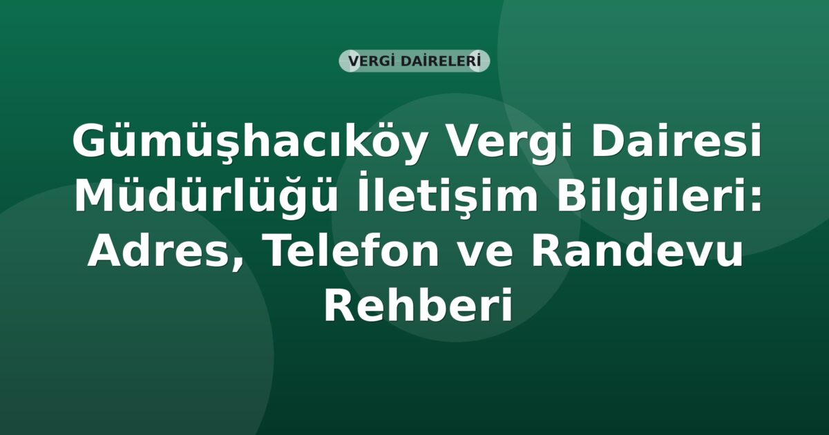 Gümüşhacıköy Vergi Dairesi Müdürlüğü İletişim Bilgileri: Adres, Telefon ve Randevu Rehberi