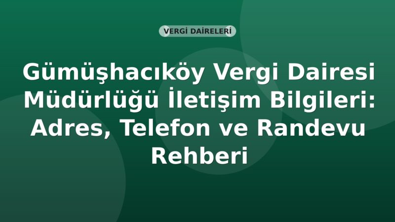 Gümüşhacıköy Vergi Dairesi Müdürlüğü İletişim Bilgileri: Adres, Telefon ve Randevu Rehberi