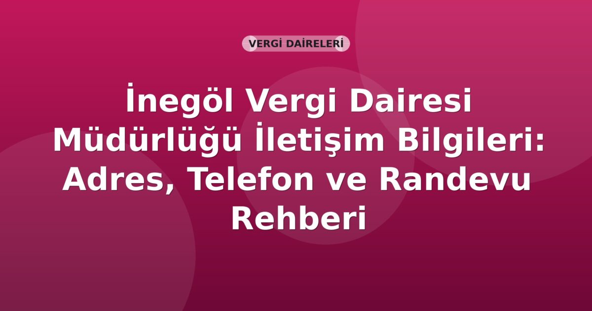 İnegöl Vergi Dairesi Müdürlüğü İletişim Bilgileri: Adres, Telefon ve Randevu Rehberi