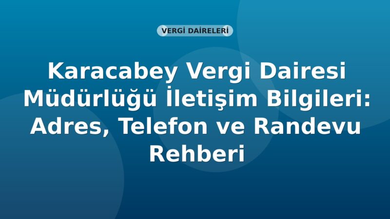 Karacabey Vergi Dairesi Müdürlüğü İletişim Bilgileri: Adres, Telefon ve Randevu Rehberi