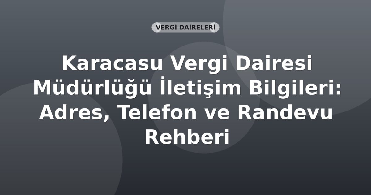 Karacasu Vergi Dairesi Müdürlüğü İletişim Bilgileri: Adres, Telefon ve Randevu Rehberi