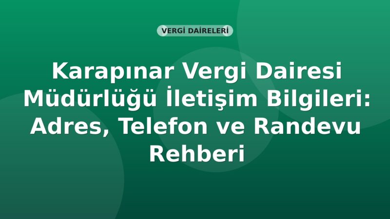 Karapınar Vergi Dairesi Müdürlüğü İletişim Bilgileri: Adres, Telefon ve Randevu Rehberi