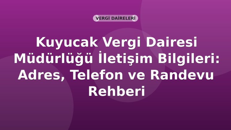 Kuyucak Vergi Dairesi Müdürlüğü İletişim Bilgileri: Adres, Telefon ve Randevu Rehberi
