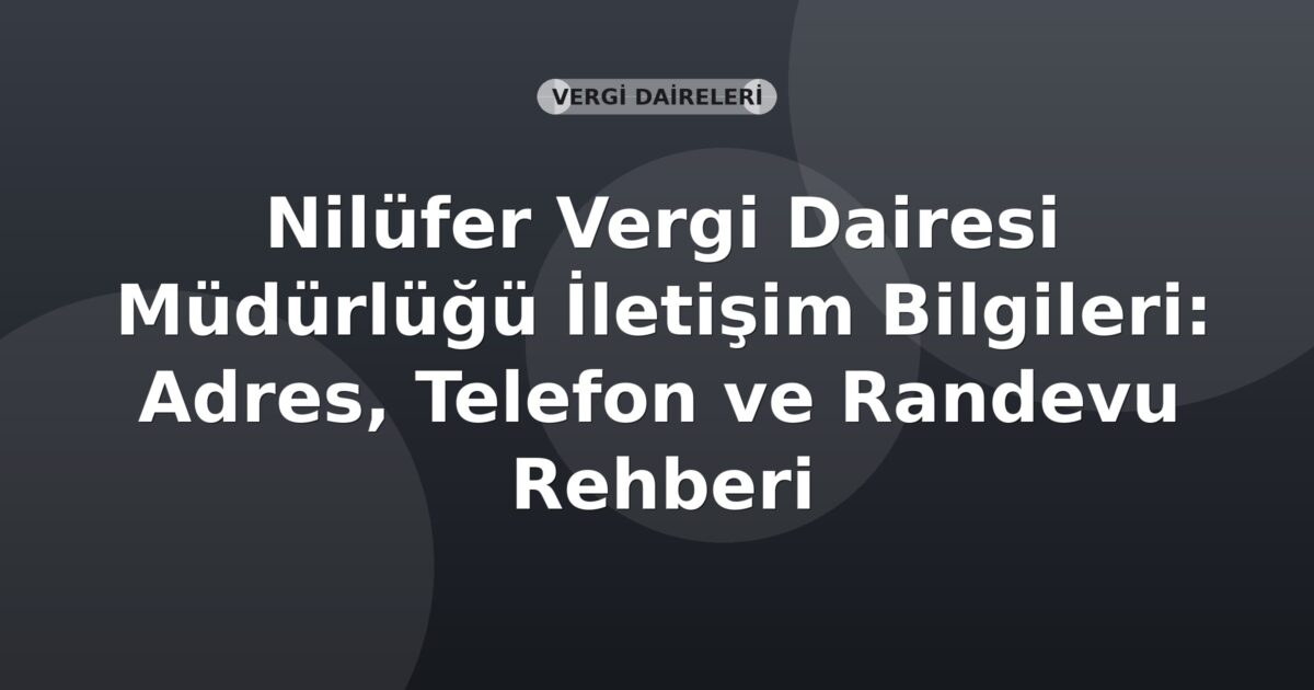 Nilüfer Vergi Dairesi Müdürlüğü İletişim Bilgileri: Adres, Telefon ve Randevu Rehberi