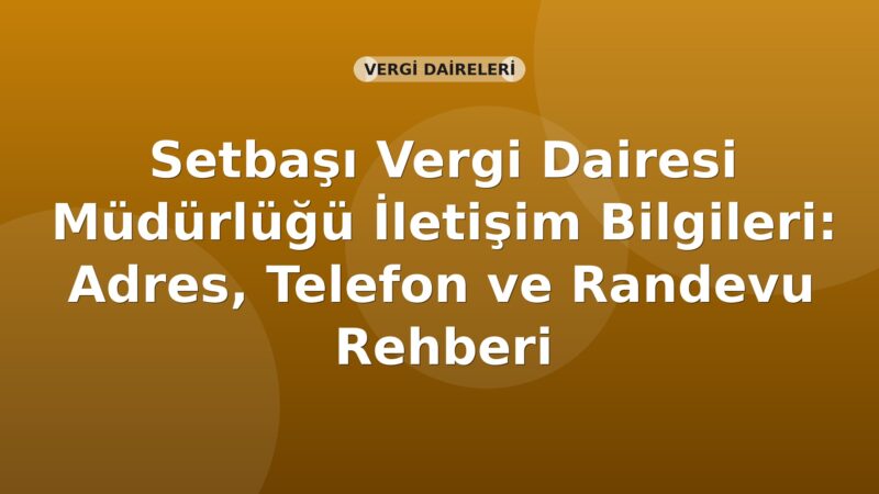 Setbaşı Vergi Dairesi Müdürlüğü İletişim Bilgileri: Adres, Telefon ve Randevu Rehberi
