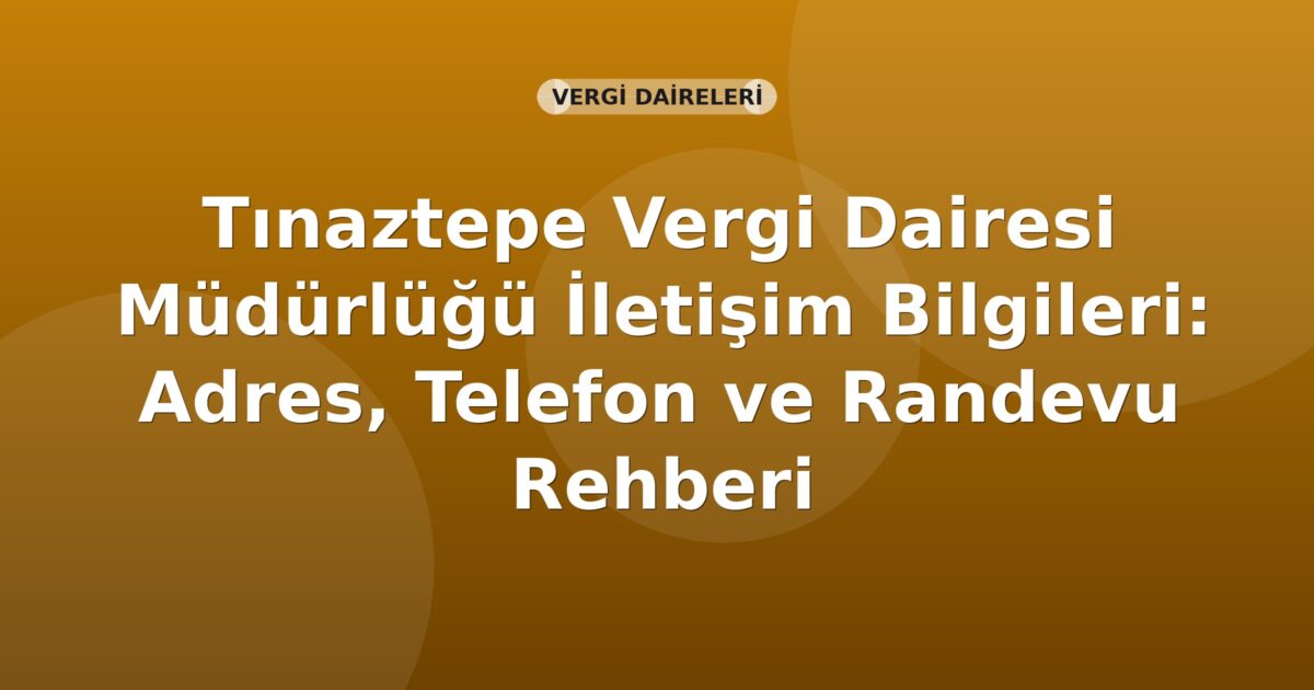 Tınaztepe Vergi Dairesi Müdürlüğü İletişim Bilgileri: Adres, Telefon ve Randevu Rehberi