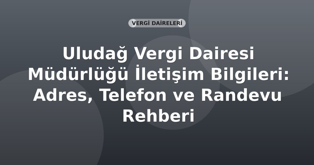 Uludağ Vergi Dairesi Müdürlüğü İletişim Bilgileri: Adres, Telefon ve Randevu Rehberi