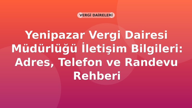 Yenipazar Vergi Dairesi Müdürlüğü İletişim Bilgileri: Adres, Telefon ve Randevu Rehberi