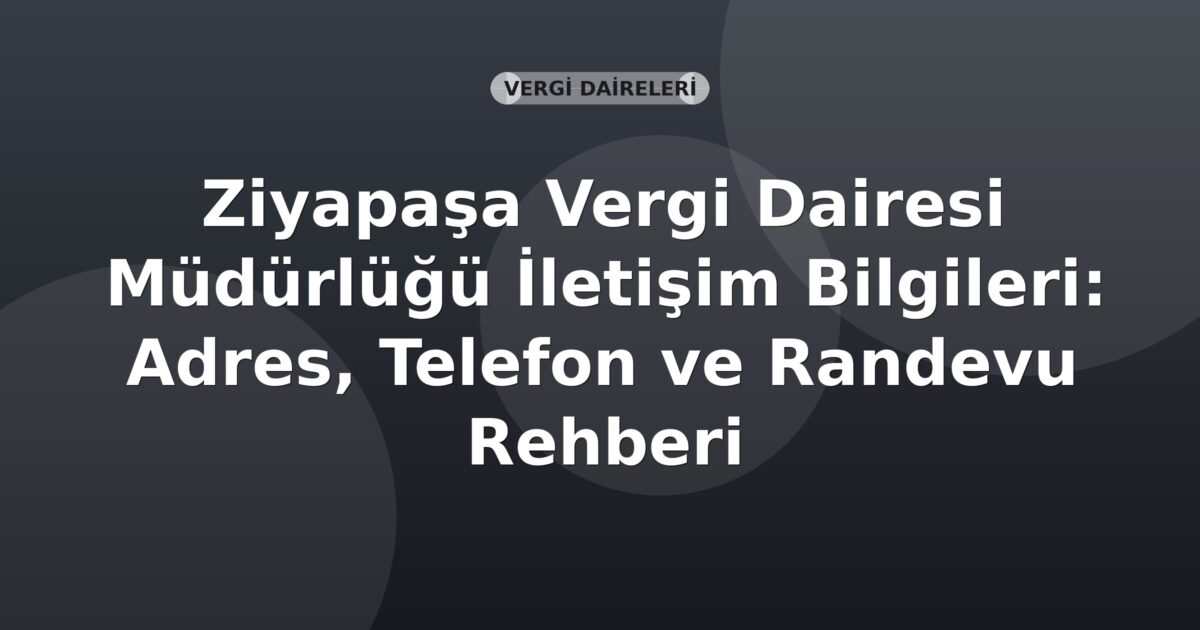 Ziyapaşa Vergi Dairesi Müdürlüğü İletişim Bilgileri: Adres, Telefon ve Randevu Rehberi