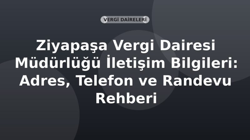 Ziyapaşa Vergi Dairesi Müdürlüğü İletişim Bilgileri: Adres, Telefon ve Randevu Rehberi