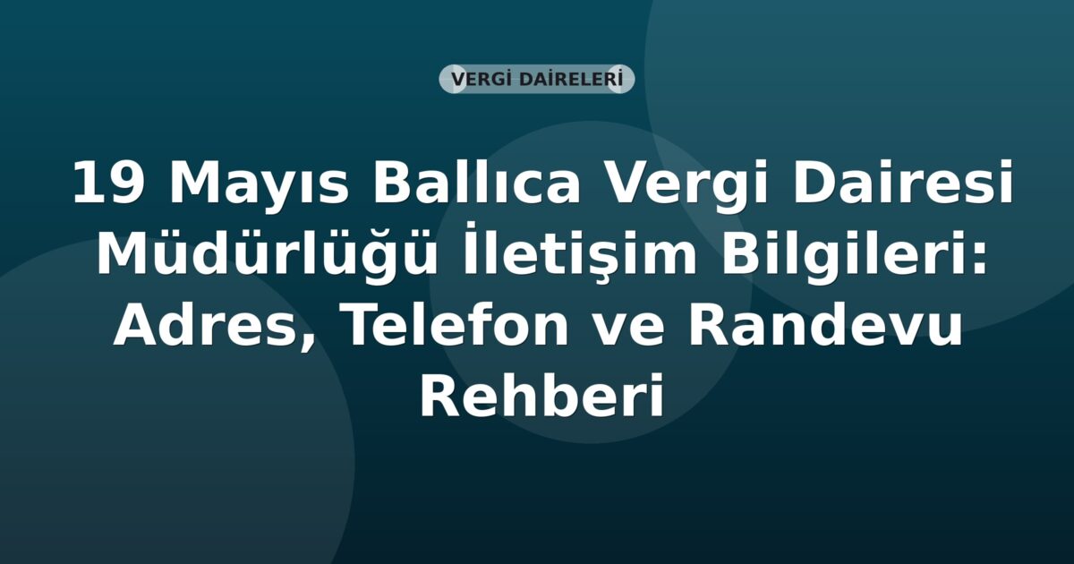 19 Mayıs Ballıca Vergi Dairesi Müdürlüğü İletişim Bilgileri: Adres, Telefon ve Randevu Rehberi