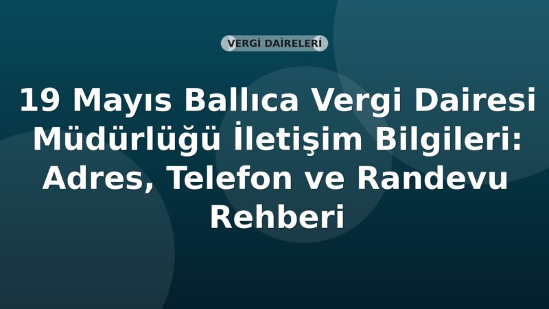 19 Mayıs Ballıca Vergi Dairesi Müdürlüğü İletişim Bilgileri: Adres, Telefon ve Randevu Rehberi