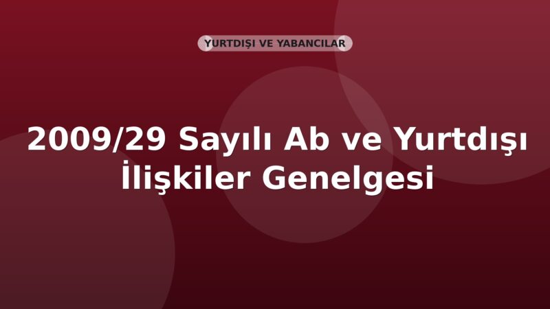 SGK 2009/29 Sayılı Ab ve Yurtdışı İlişkiler Genelgesi