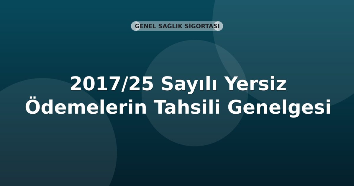 SGK 2017/25 Sayılı Yersiz Ödemelerin Tahsili Genelgesi