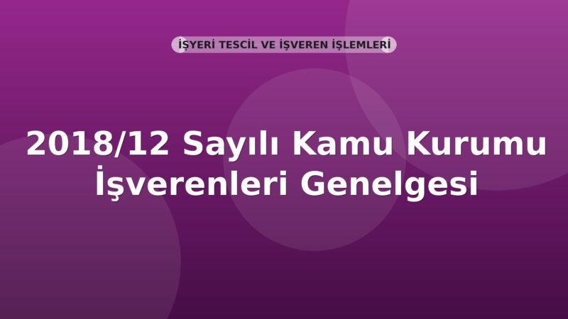 SGK 2018/12 Sayılı Kamu Kurumu İşverenleri Genelgesi