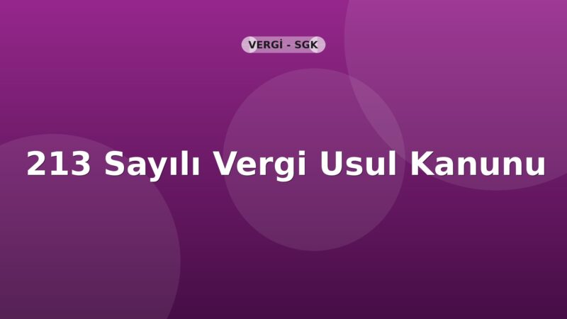 213 Sayılı Vergi Usul Kanunu