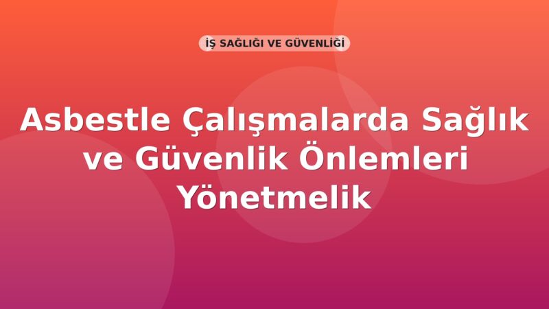 Asbestle Çalışmalarda Sağlık ve Güvenlik Önlemleri Yönetmelik