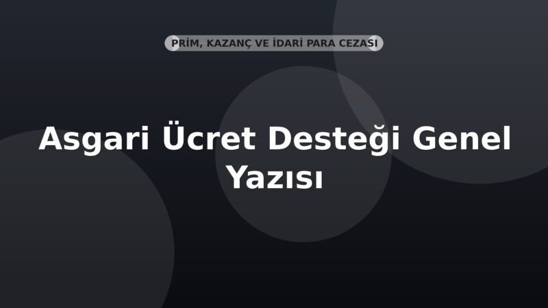 SGK Asgari Ücret Desteği Genel Yazısı