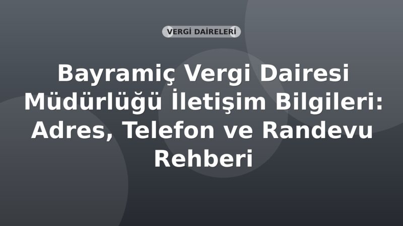 Bayramiç Vergi Dairesi Müdürlüğü İletişim Bilgileri: Adres, Telefon ve Randevu Rehberi