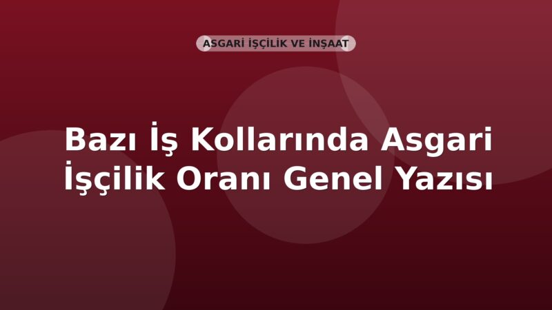 SGK Bazı İş Kollarında Asgari İşçilik Oranı Genel Yazısı