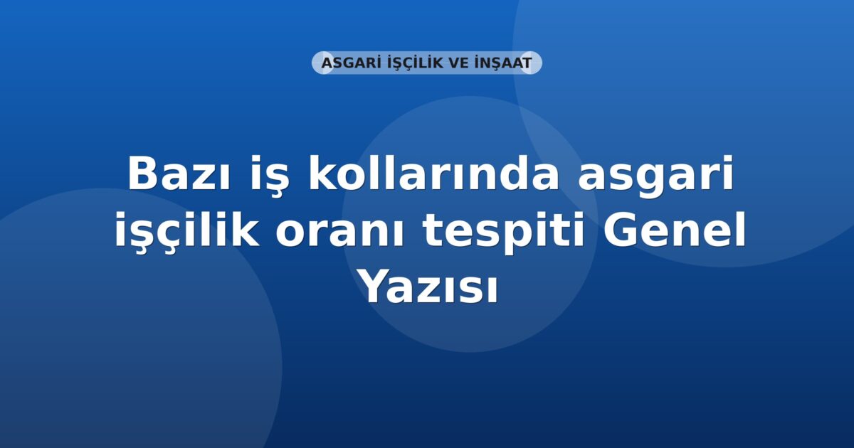 SGK Bazı iş kollarında asgari işçilik oranı tespiti Genel Yazısı