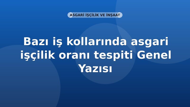 SGK Bazı iş kollarında asgari işçilik oranı tespiti Genel Yazısı
