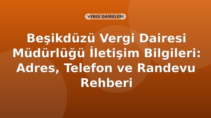 Beşikdüzü Vergi Dairesi Müdürlüğü İletişim Bilgileri: Adres, Telefon ve Randevu Rehberi