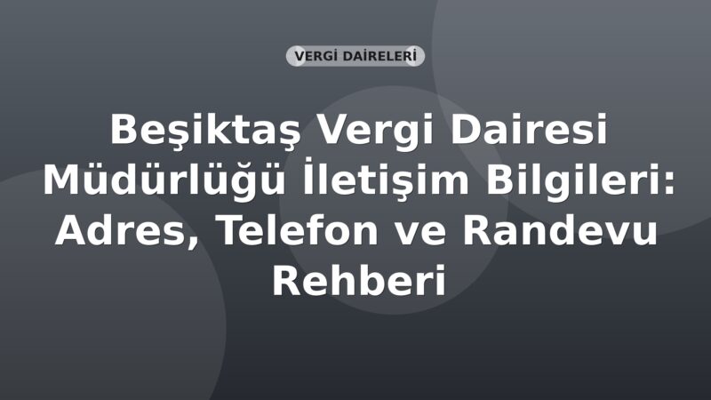 Beşiktaş Vergi Dairesi Müdürlüğü İletişim Bilgileri: Adres, Telefon ve Randevu Rehberi