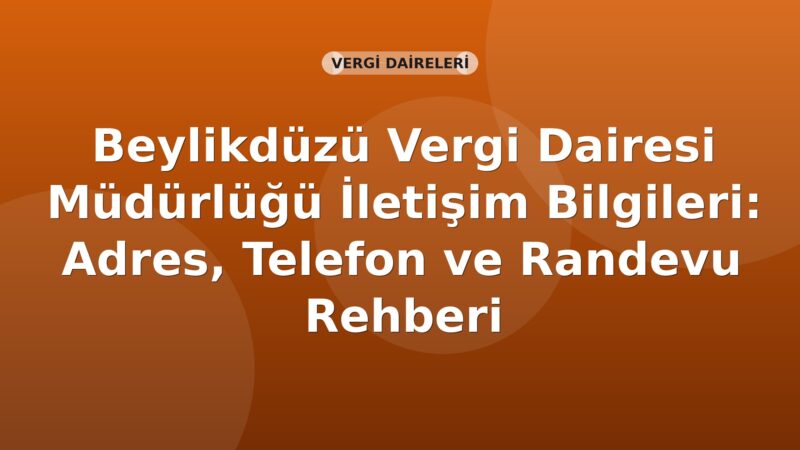 Beylikdüzü Vergi Dairesi Müdürlüğü İletişim Bilgileri: Adres, Telefon ve Randevu Rehberi