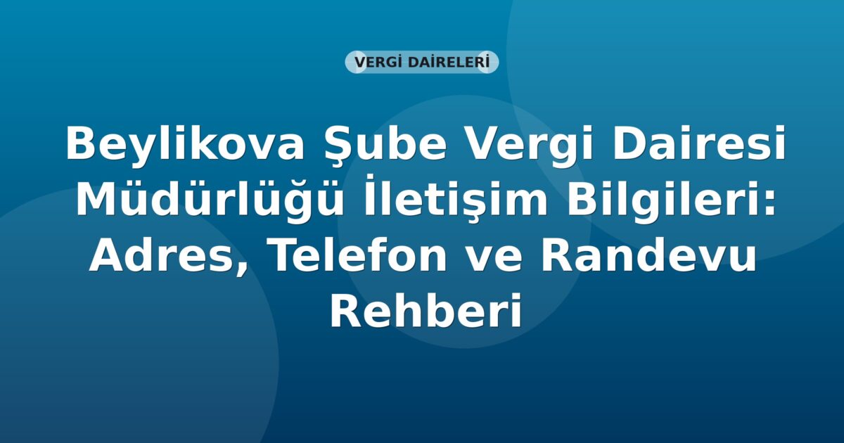 Beylikova Şube Vergi Dairesi Müdürlüğü İletişim Bilgileri: Adres, Telefon ve Randevu Rehberi