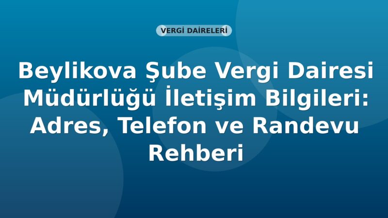Beylikova Şube Vergi Dairesi Müdürlüğü İletişim Bilgileri: Adres, Telefon ve Randevu Rehberi