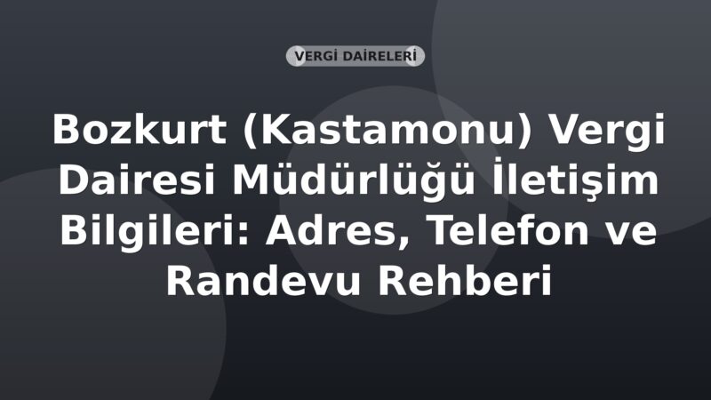 Bozkurt (Kastamonu) Vergi Dairesi Müdürlüğü İletişim Bilgileri: Adres, Telefon ve Randevu Rehberi