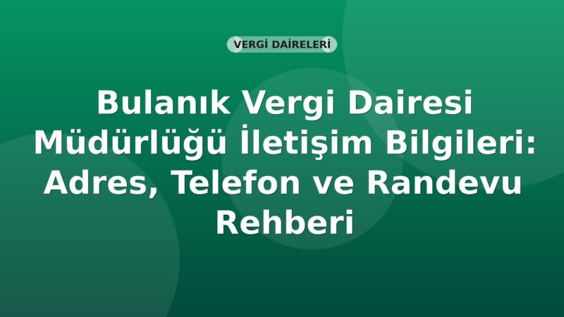 Bulanık Vergi Dairesi Müdürlüğü İletişim Bilgileri: Adres, Telefon ve Randevu Rehberi