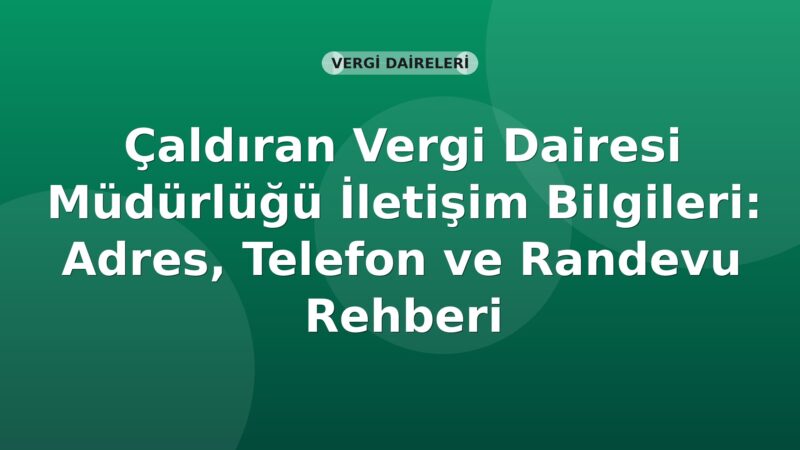 Çaldıran Vergi Dairesi Müdürlüğü İletişim Bilgileri: Adres, Telefon ve Randevu Rehberi