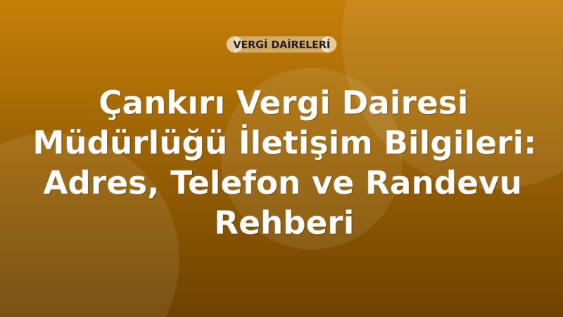 Çankırı Vergi Dairesi Müdürlüğü İletişim Bilgileri: Adres, Telefon ve Randevu Rehberi
