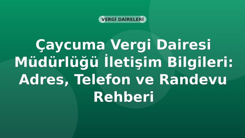 Çaycuma Vergi Dairesi Müdürlüğü İletişim Bilgileri: Adres, Telefon ve Randevu Rehberi