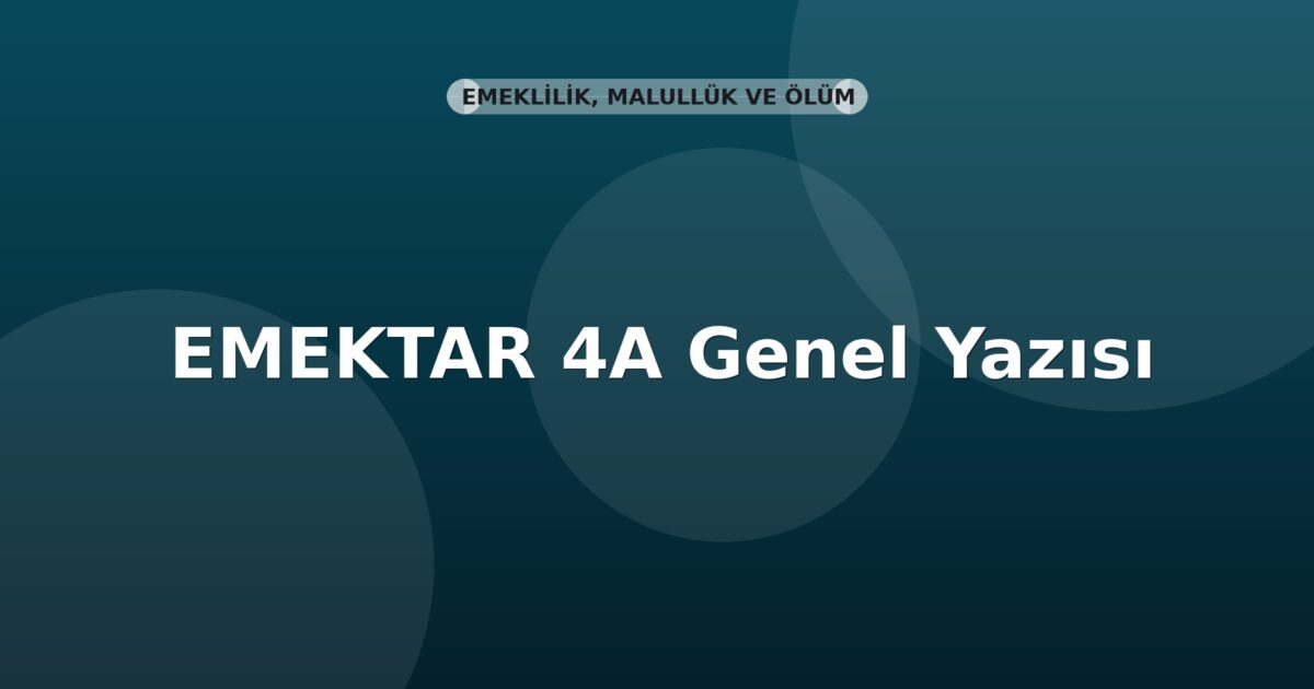 SGK EMEKTAR 4A Genel Yazısı