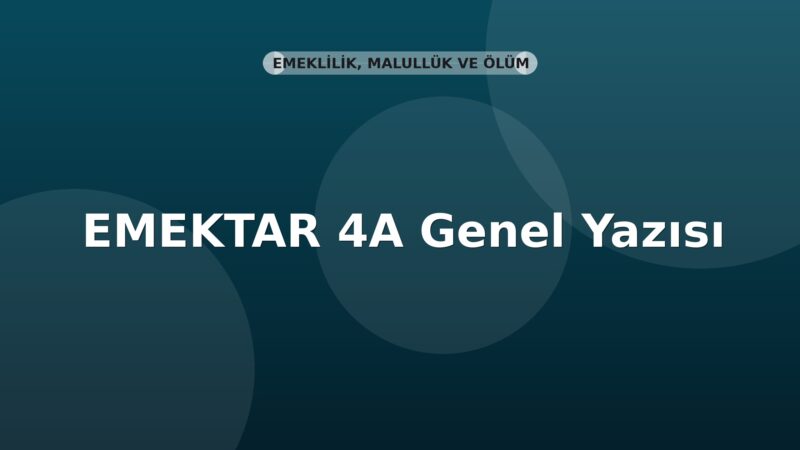 SGK EMEKTAR 4A Genel Yazısı
