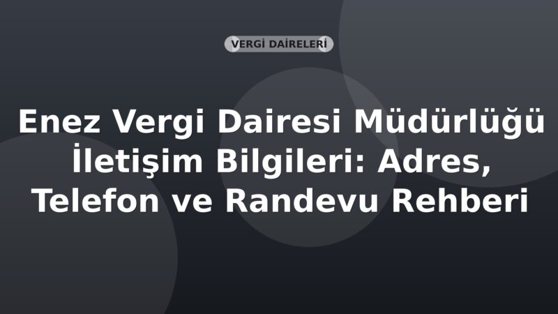 Enez Vergi Dairesi Müdürlüğü İletişim Bilgileri: Adres, Telefon ve Randevu Rehberi